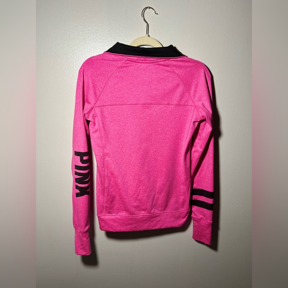 PINK Victoria's Secret Bright Pink Half-Zip Sweatshirt - Picture 3 of 6